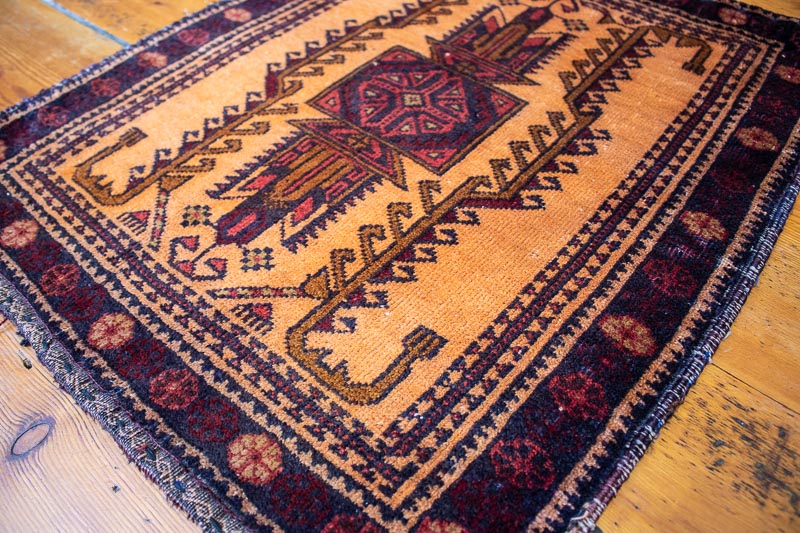 9383 Small Old Afghan Baluch Rug 54x62cm (1.9 x 2.0ft)