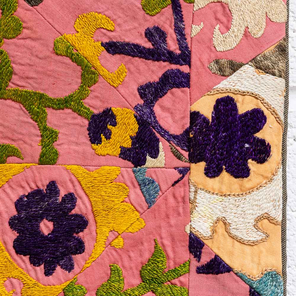 SC666 Uzbek Suzani Embroidered Patchwork Cushion Cover 40x41cm