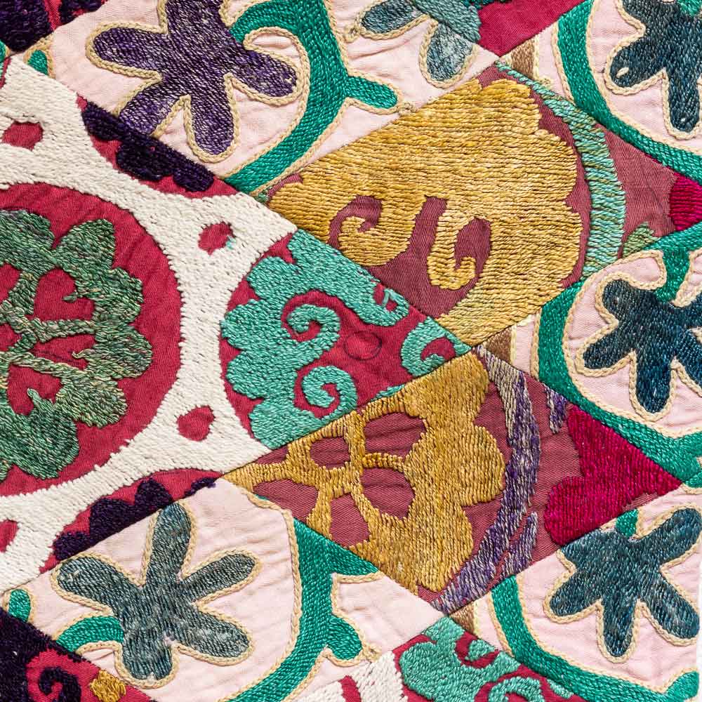 SC685 Uzbek Suzani Embroidered Patchwork Cushion Cover 33x43cm