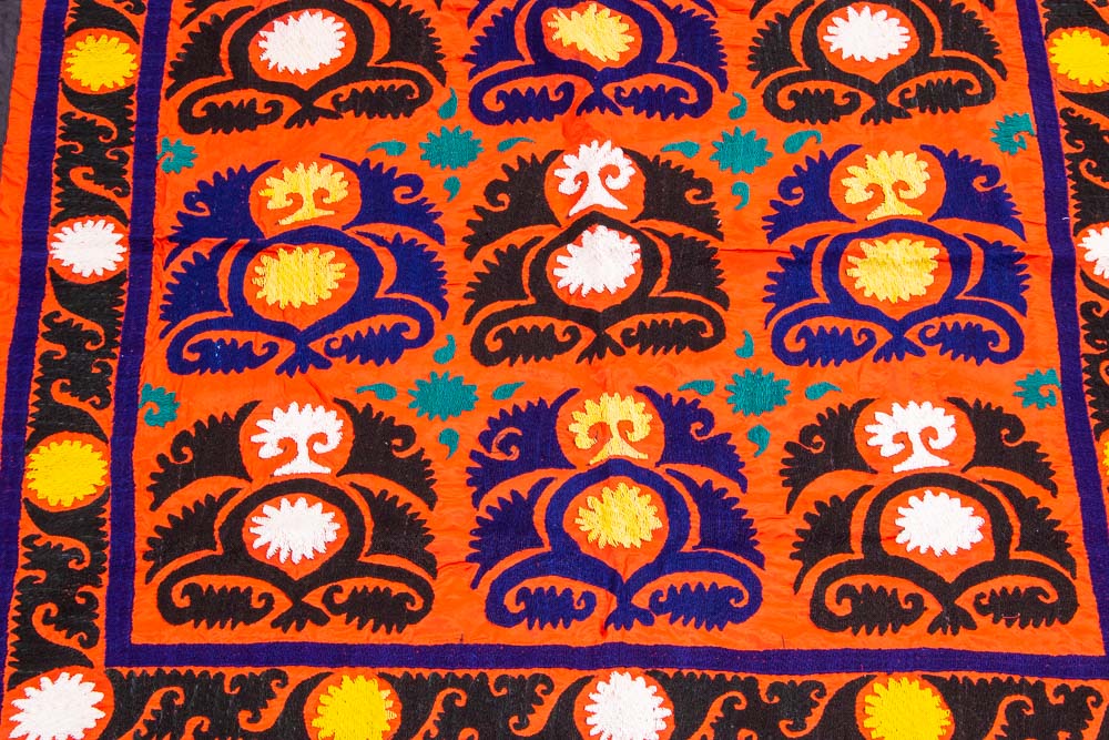 SUZ837 Vintage Uzbek Suzani Embroidery 91x93cm (3 x 3.0ft)