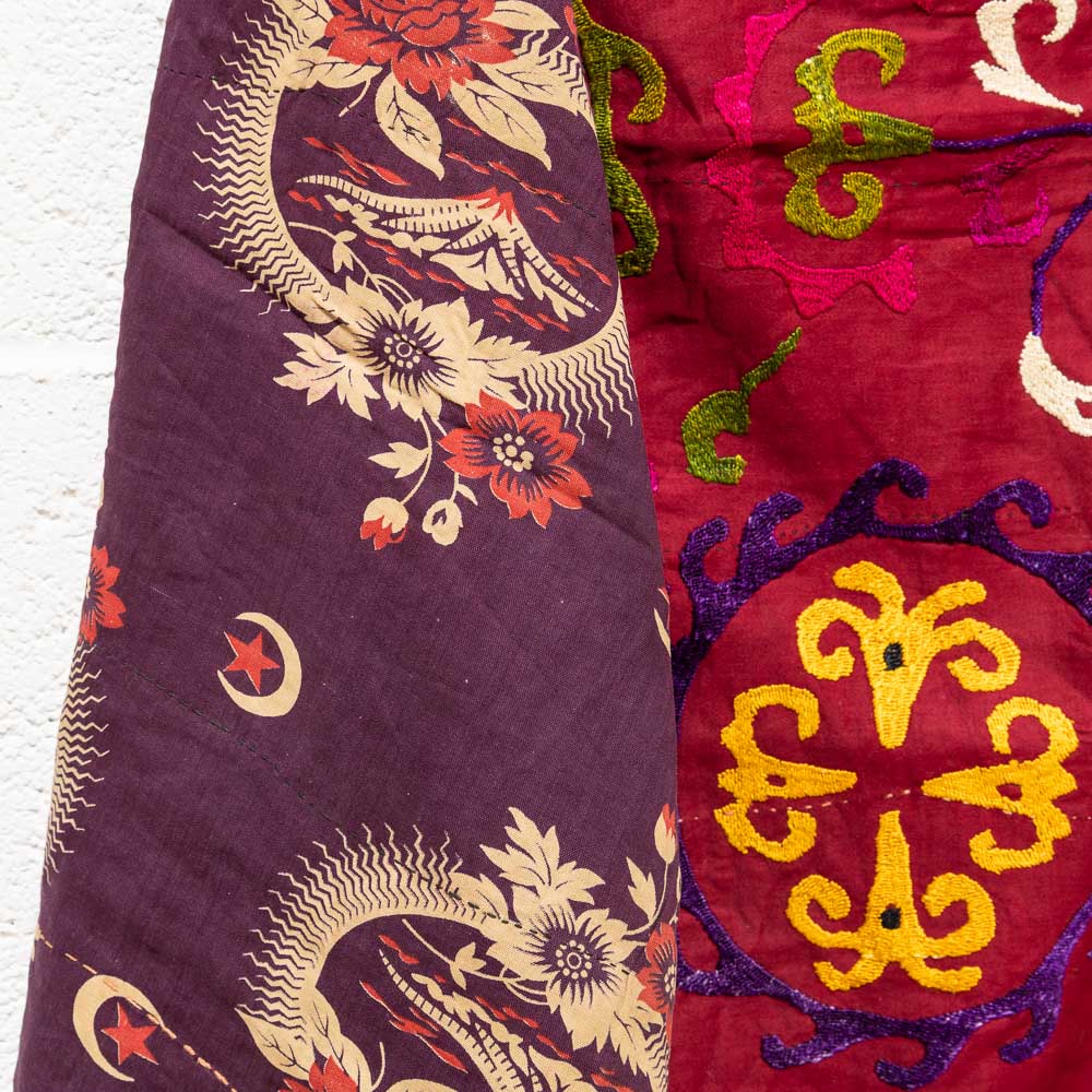 SUZ876 Vintage Uzbek Suzani Embroidery 61x63cm (2 x 2.0ft)