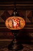 (TM14-RO) Large Red Orange Turkish Mosaic Electric Glass Table Lamp