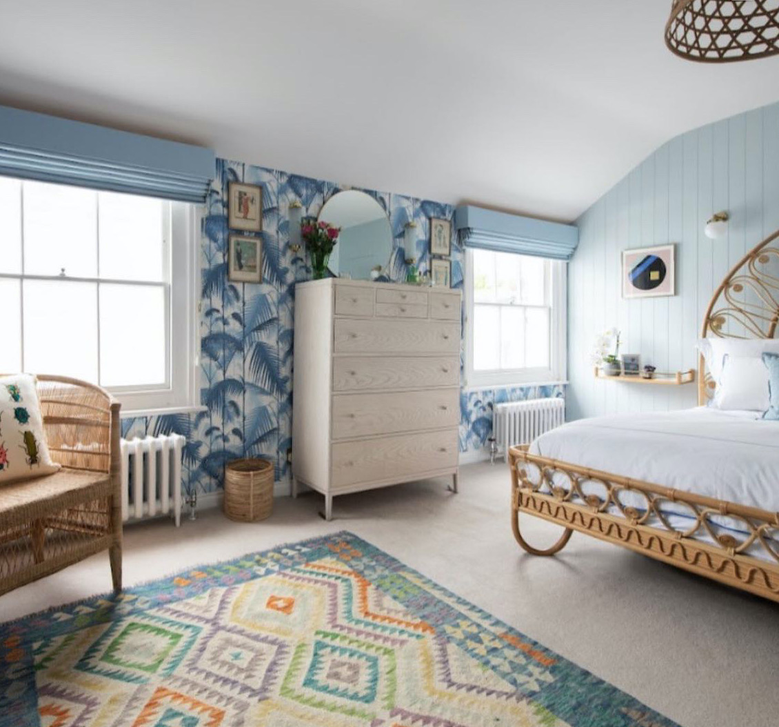 Perfect Kilim For Soft Blue Toned Bedroom