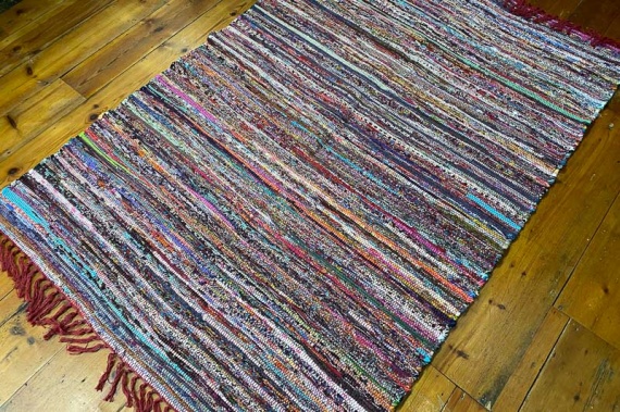 (RR524) Multi Rag Rug Red Hues 120x180cm