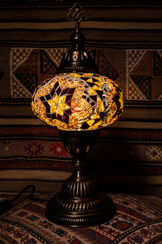 (TM14-AS) Large Amber Star Turkish Mosaic Electric Glass Table Lamp