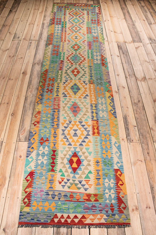 10530 Afghan Vegetable Kilim Runner Rug 89x394cm (2.11 x 12.11ft)