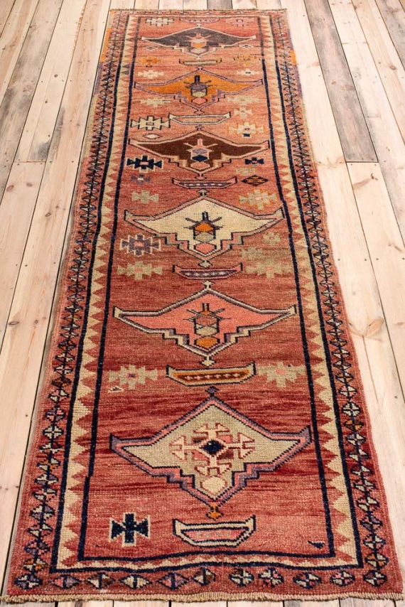 10718 Vintage Kurdish Herki Carpet Runner Rug 93x305cm (3.0 x 10ft)