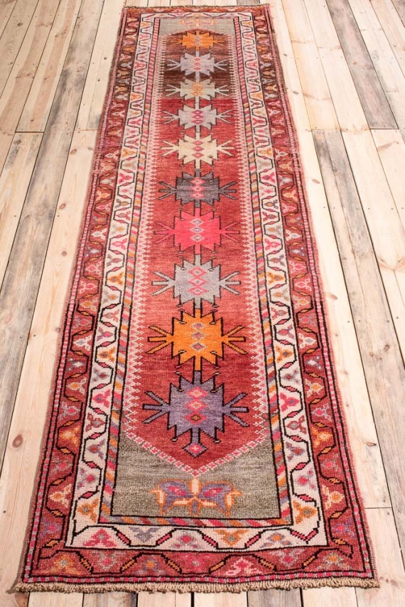 10722 Vintage Kurdish Herki Carpet Runner Rug 88x329cm (2.10 x 10.9ft)