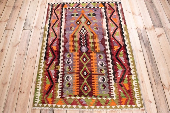 10753 Vintage Turkish Konya Kilim Rug 115x162cm (3.9 x 5.3ft)