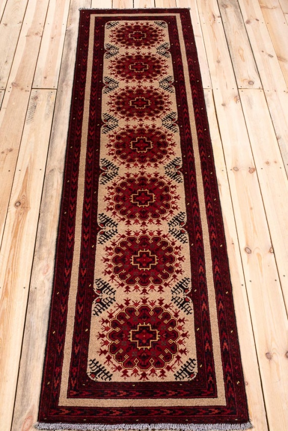 10826 Fine Afghan Khal Mohammedi Runner Rug 66x249cm (2.2 x 8.2ft)