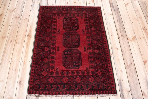 11026 Afghan Red Aq Chah Rug 101x141cm (3.3 x 4.7ft)