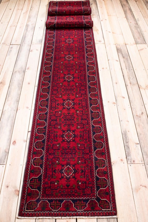 11032 Fine Afghan Khal Mohammedi Runner Rug 65x590cm (2.1 x 19.4ft)