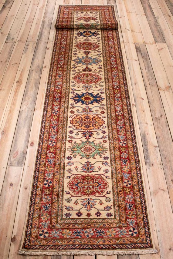 11036 Fine Afghan Kazak Runner Rug 84x397cm (2.9 x 13ft)