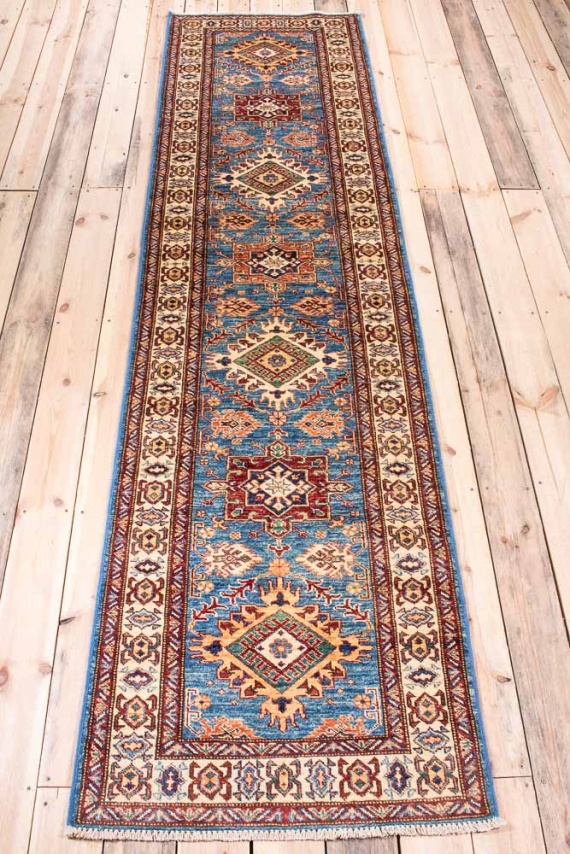 11040 Fine Afghan Kazak Runner Rug 78x304cm (2.6 x 9.11ft)