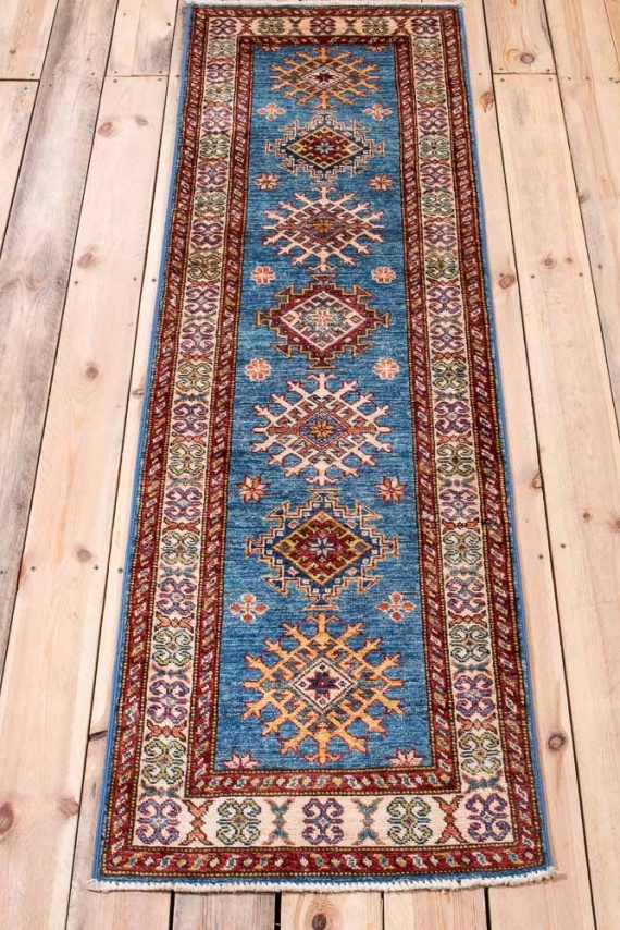 11051 Fine Afghan Kazak Runner Rug 59x192cm (1.11 x 6.3ft)