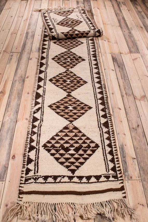 11161 Vintage Kurdish Herki Carpet Runner Rug 79x536cm (2.7 x 17.7ft)