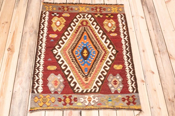 11171 Vintage Turkish Mut Kilim Rug 84x116cm (2.9 x 3.10ft)