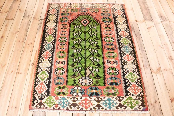 11178 Vintage Turkish Esme Kilim Rug 125x175cm (4.1 x 5.8ft)