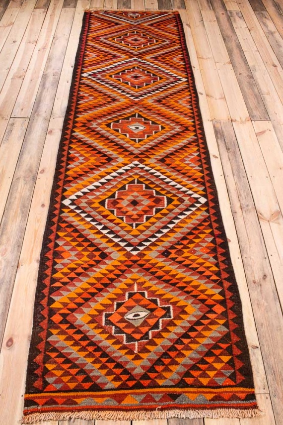 11220 Vintage Kurdish Herki Kilim Runner Rug 90x365cm (2.11 x 11.11)