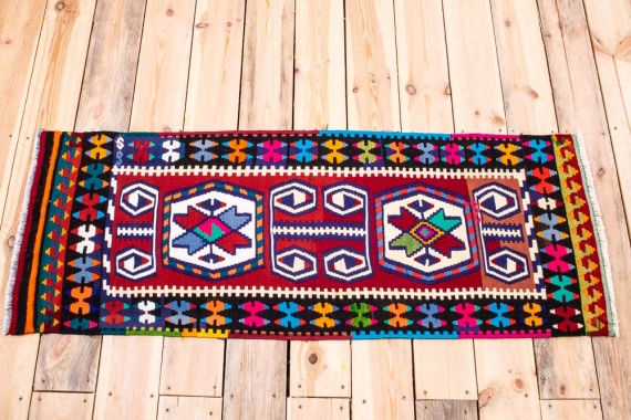 11223 Vintage Turkish Cal Kilim Rug 51x131cm (1.8 x 4.3ft)