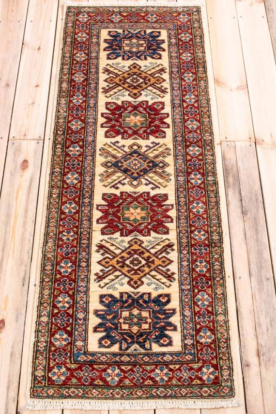 11314 Fine Afghan Kazak Runner Rug 61x169cm (2 x 5.6ft)