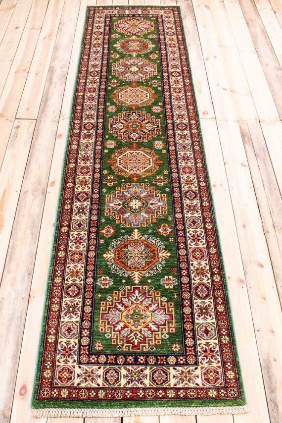 11322 Fine Afghan Kazak Runner Rug 77x313cm (2.6 x 10.3ft)