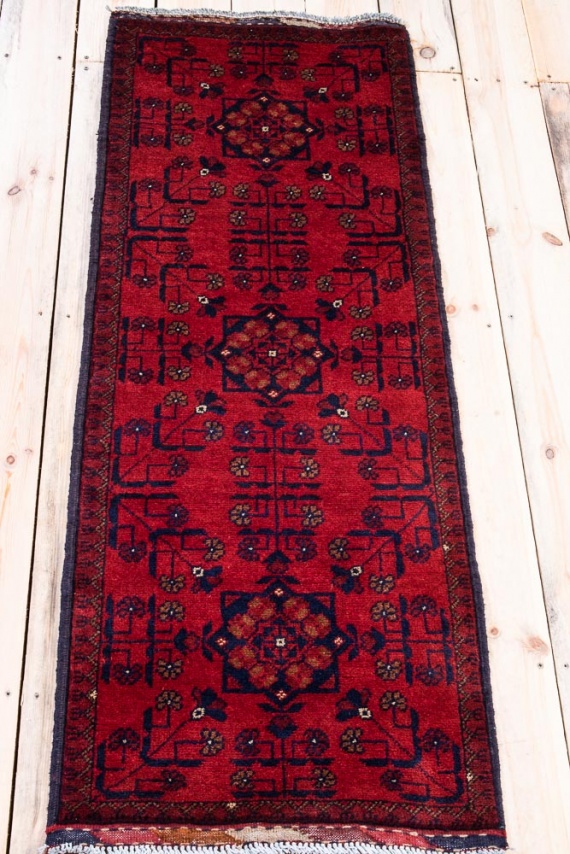 11384 Fine Afghan Khal Mohammedi Runner Rug 53x151cm (1.9 x 4.11ft)