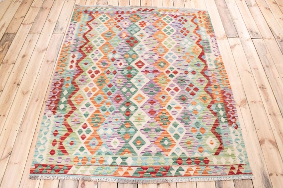 11446 Afghan Vegetable Dyed Kilim Rug 156x204cm (5.1 x 6.8ft)