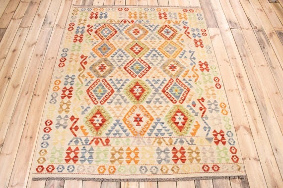 11455 Afghan Vegetable Dyed Kilim Rug 156x200cm (5.1 x 6.6ft)