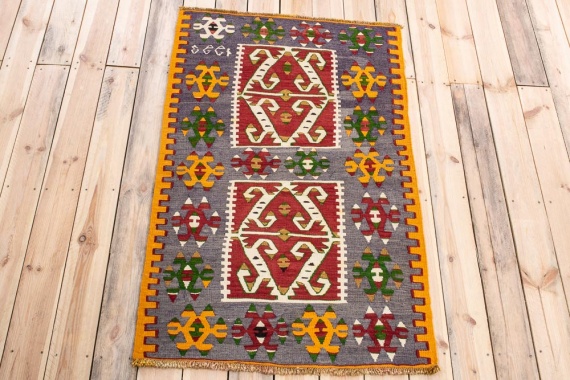 11519 Vintage Turkish Esme Kilim Rug 90x154cm (2.11 x 5.0ft)