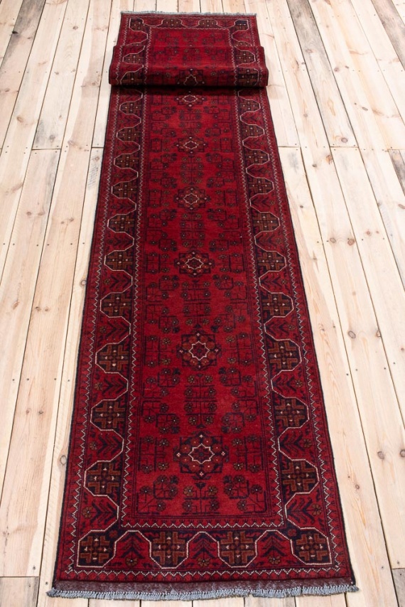 11523 Fine Afghan Khal Mohammedi Hallway Runner Rug 77x387cm (2.6 x 12.8ft)