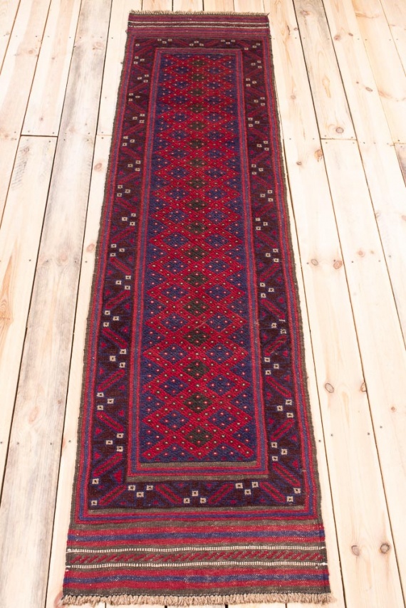 11558 Afghan Moshwani Runner Rug 60x240cm (1.11 x 7.10ft)