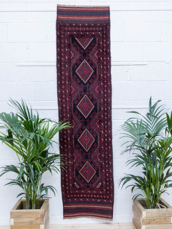 11777 Afghan Mixed Weave Moshwani Runner Rug 64x246cm (2.1 x 8.1ft)