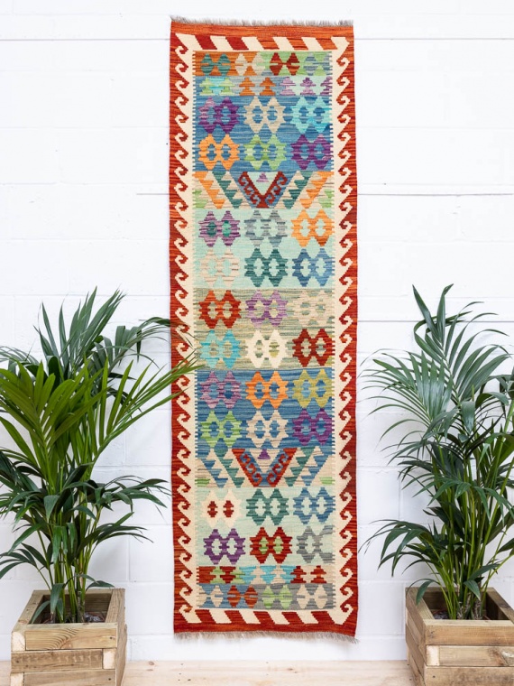 11869 Afghan Vegetable Dyed Kilim Runner Rug 75x243cm (2.5 x 7.11ft)