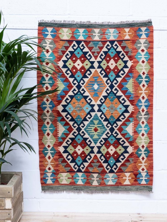 11889 Afghan Vegetable Dyed Kilim Rug 85x125cm (2.9 x 4.1ft)