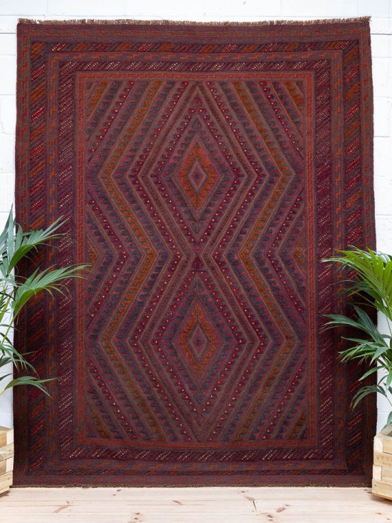 12013 Afghan Mixed Weave Moshwani Carpet 207x275cm (6.9 x 9.0ft)