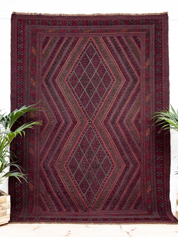 12015 Afghan Mixed Weave Moshwani Carpet 210x285cm (6.10 x 9.4ft)