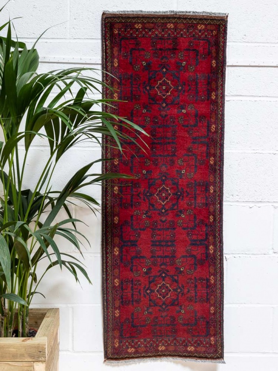 12204 Fine Afghan Khal Mohammedi Runner Rug 53x148cm (1.9 x 4.10ft)