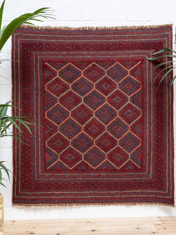 12212 Afghan Moshwani Mixed Weave Rug 121x128cm (3.11 x 4.2ft)