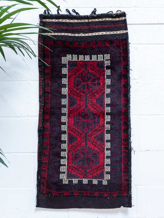 12255 Vintage Afghan Baluch Tribal Carpet Floor Cushion 60x123cm (1.11 x 4.0ft)