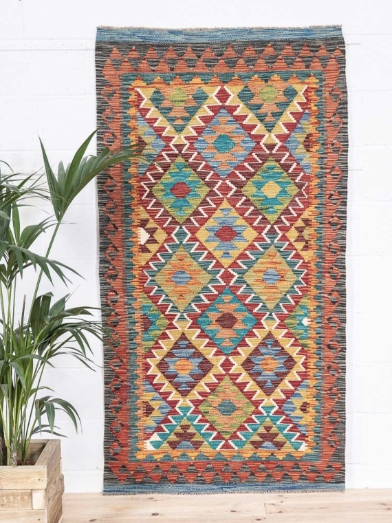 12356 Afghan Vegetable Dyed Kilim Rug 104x195cm (3.5 x 6.4ft)