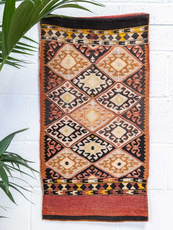 12371 Turkish Malatya Vintage Kilim Floor Cushion 54x103cm (1.9 x 3.4ft)