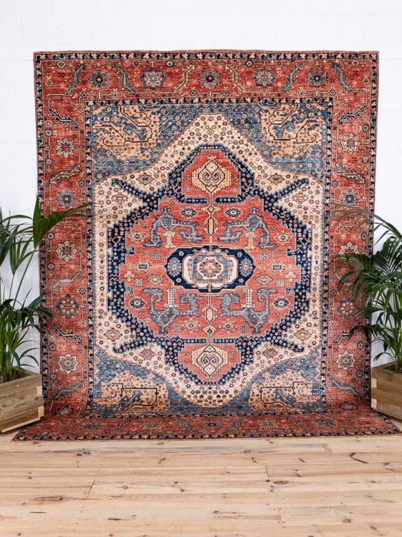 Afghan Ariana Persian Design Carpet 166x248cm In Dusky Pink & Blue