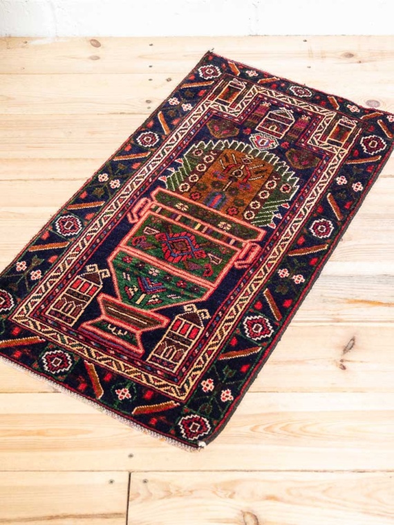 Small Vintage Afghan Baluch Rug 47x84cm - Prayer Rug Design