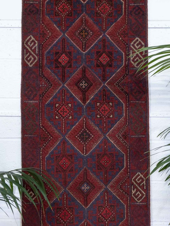 Narrow Afghan Mixed Weave Moshwani Runner Rug 59x231cm For A Hallway