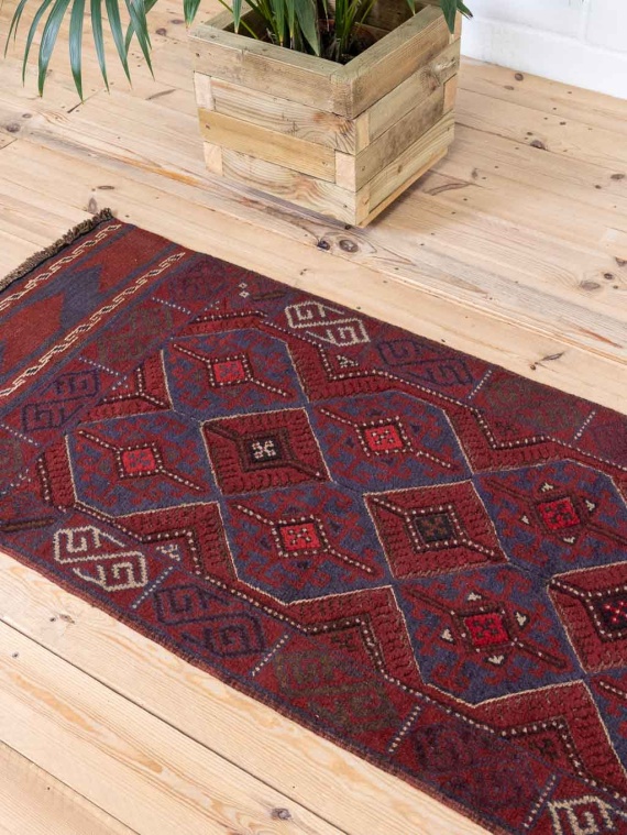 Narrow Afghan Mixed Weave Moshwani Runner Rug 59x231cm For A Hallway