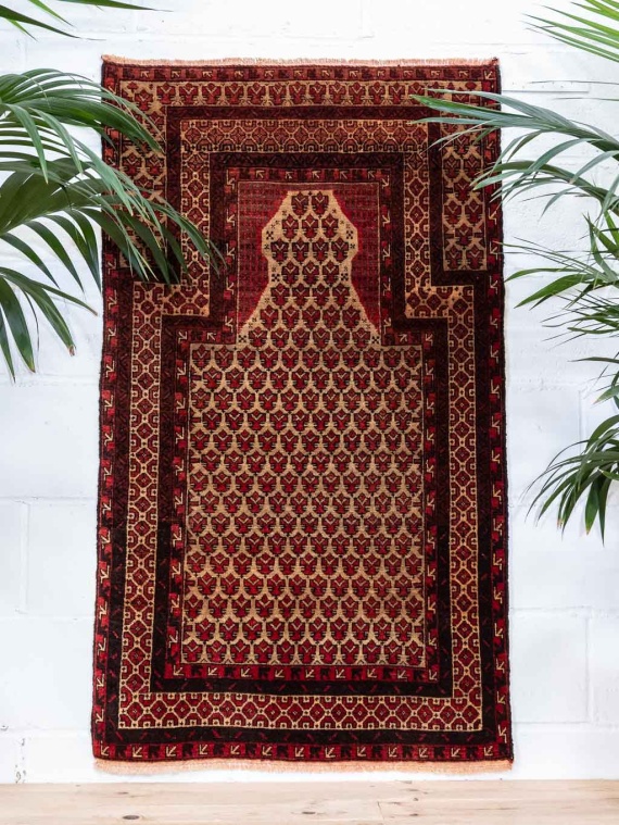 Fine Vintage Tribal Afghan Baluch Prayer Rug 82x139cm | Yashar Bish