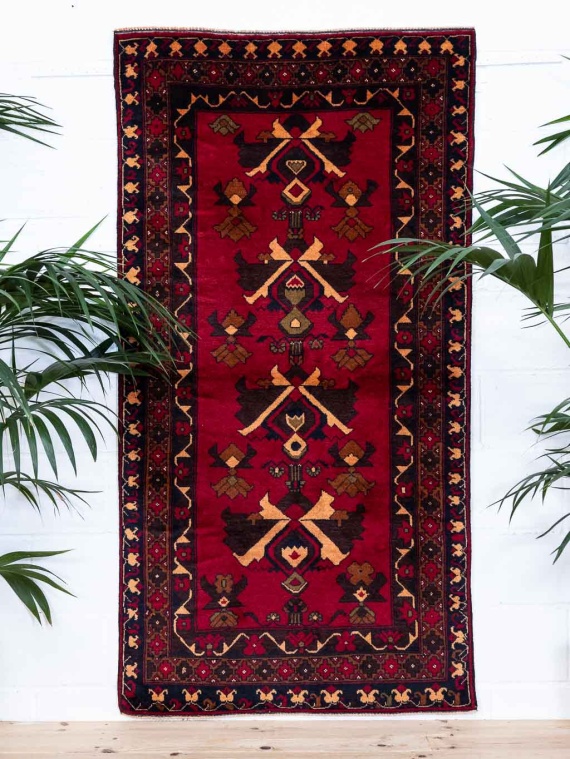 12591 Small Vintage Afghan Baluch Rug 46x97cm (1.6 x 3.2ft)