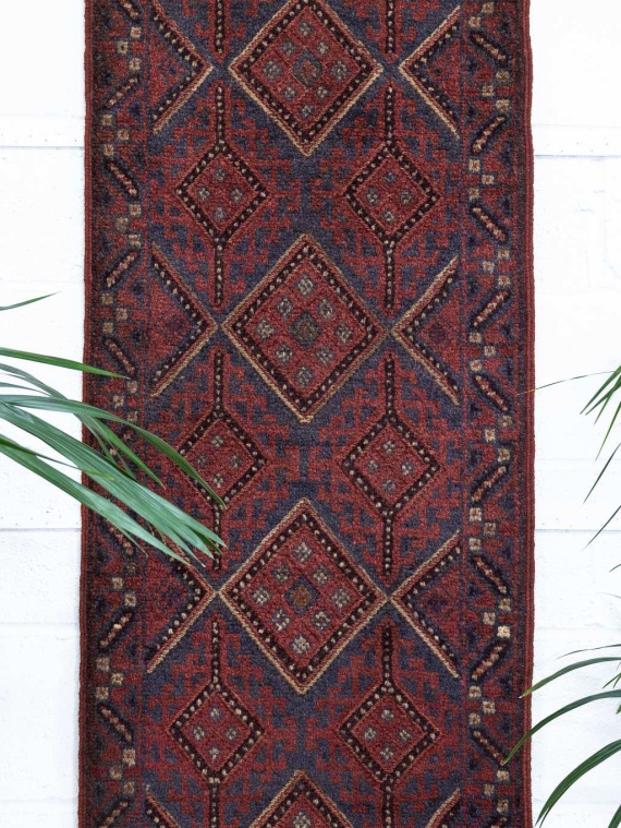 Narrow Afghan Mixed Weave Moshwani Runner Rug 59x231cm For A Hallway