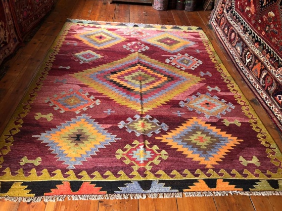 7972 Turkish Cal Flatwoven Kilim 193x258cm (6.4 x 8.5ft)